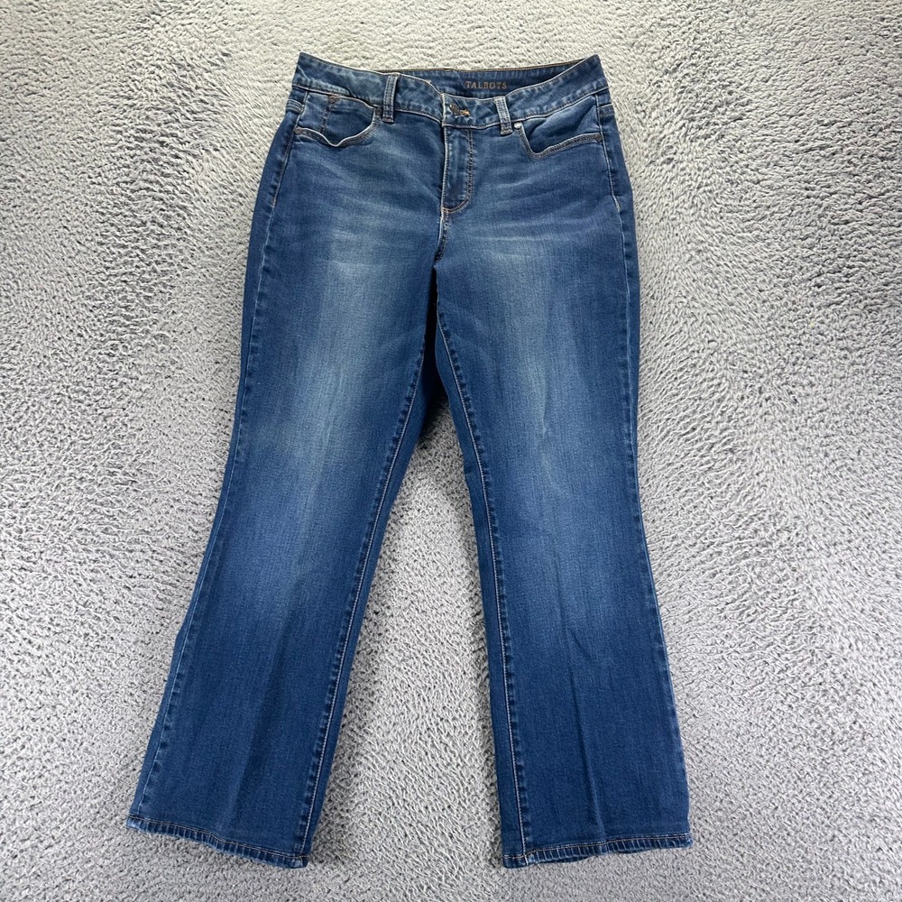 Talbots Jeans Womens 10P Blue Cotton Denim Bootcut Workwear Curvy Faded Stretch